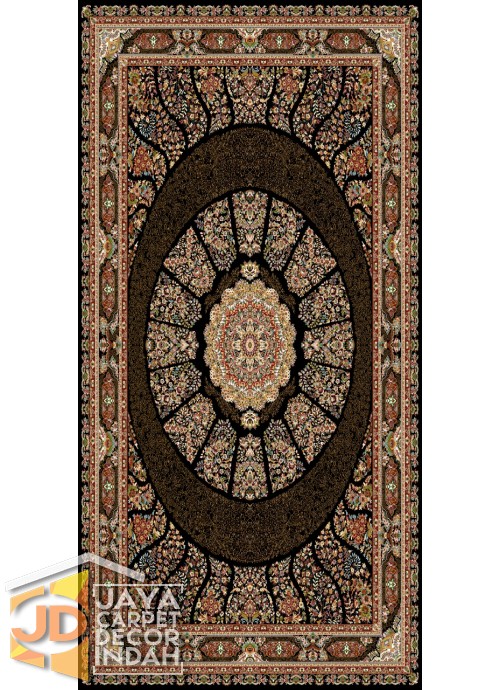 Karpet Permadani Solomon 700 Reeds Abrisham Black 3610 ukuran 100x150, 150x225, 200x300, 250x350, 300x400